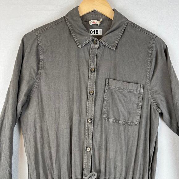 Faherty Arlie Day Jumpsuit Womens Small Surplus Green Long Sleeve Linen Blend - Picture 8 of 8